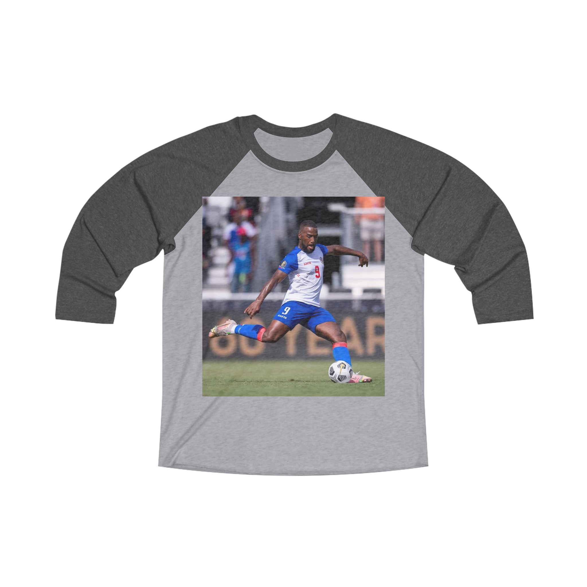 T-shirt unisexe à manches raglan 3/4 en mélange tri-matières – Image 3