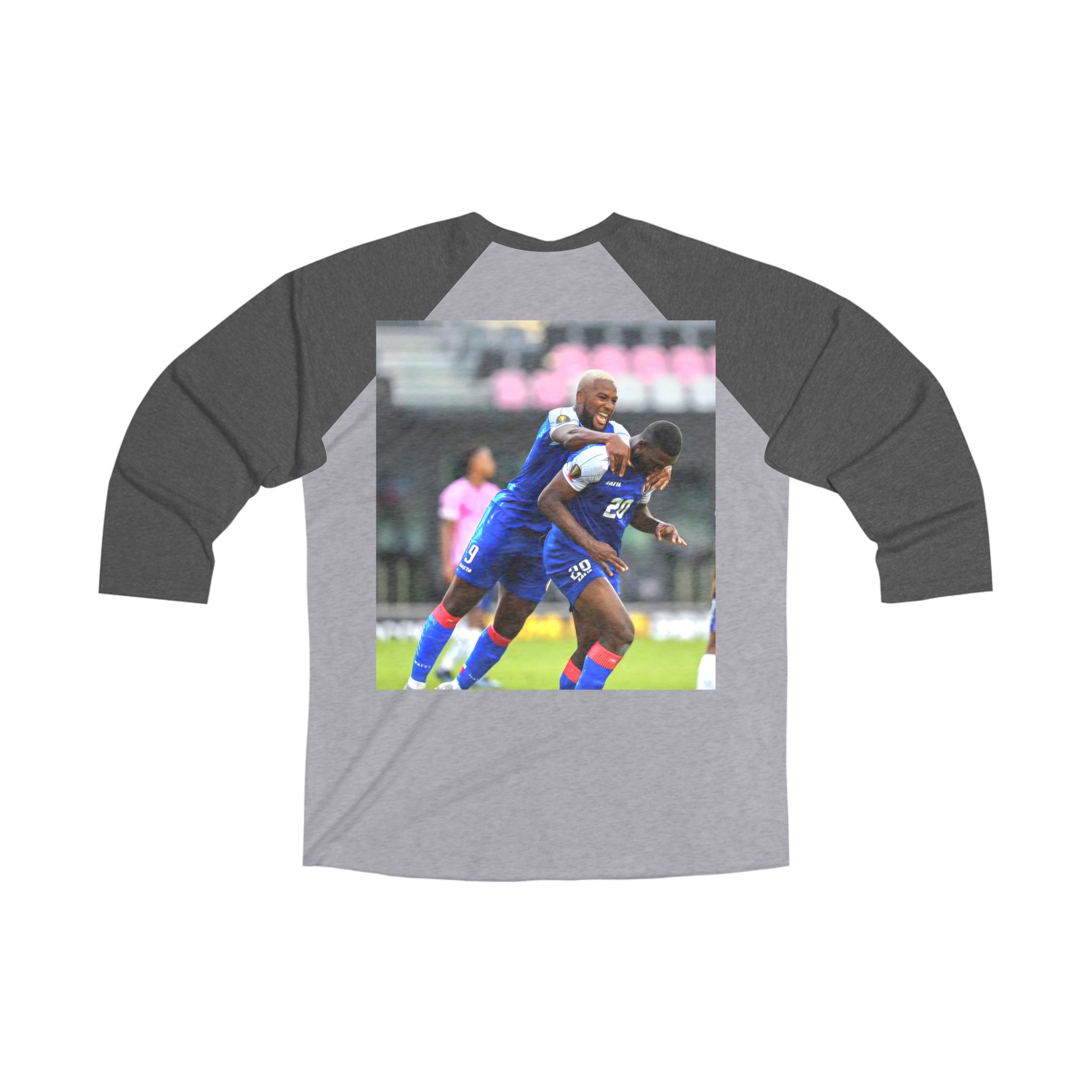 T-shirt unisexe à manches raglan 3/4 en mélange tri-matières – Image 4