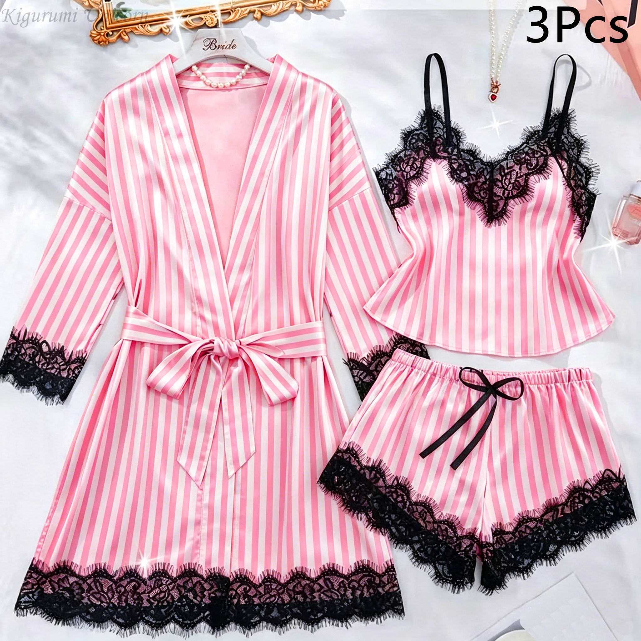 Pyjama élégant en satin et soie pour femme – Image 6