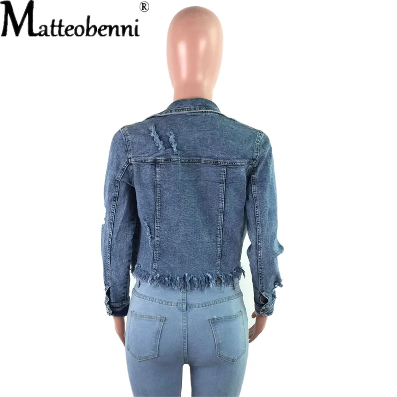 Veste courte en jean bleu pour femme – Image 3