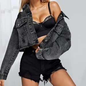 Manteau en jean femme printemps automne coton