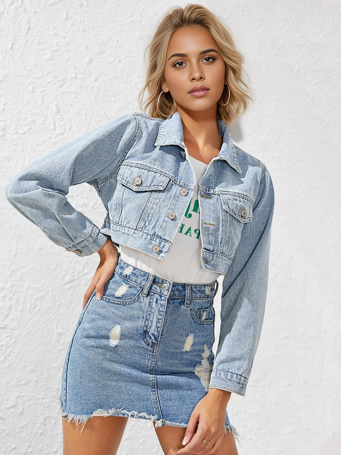 Veste en jean courte pour femme – Image 7