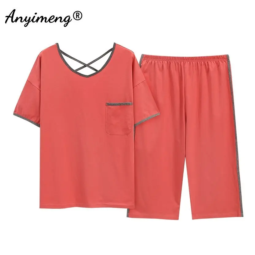 Pyjama grande taille pour femme avec pantacourt – Image 29