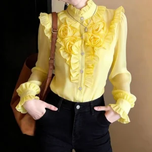 Chemisier jaune pour femme (collection printemps)