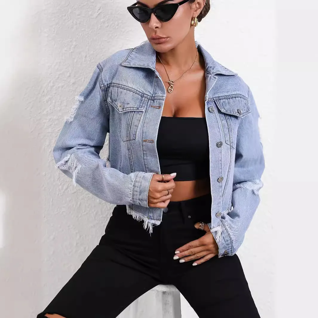 Veste en jean pour femme, style streetwear – Image 2