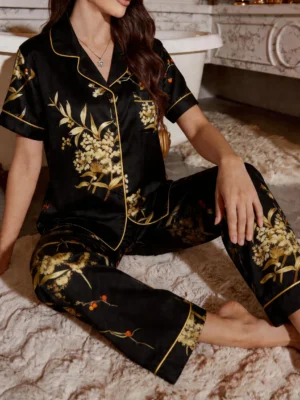 Ensemble de pyjama pour femme en satin