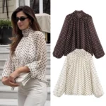 Blouse décontractée pour femme à motif pois