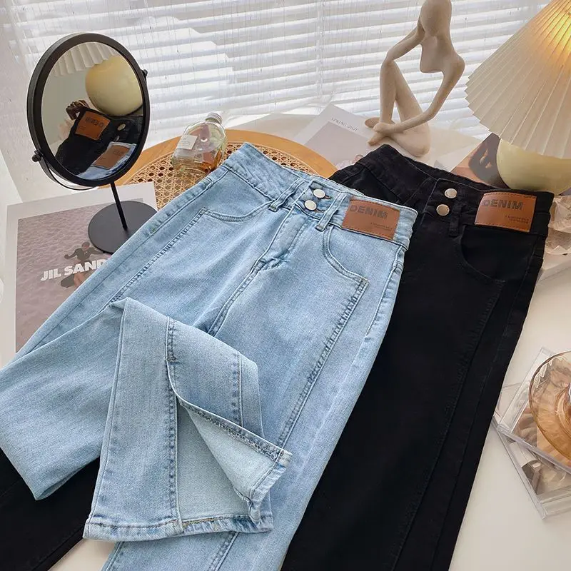 Jean évasé extensible taille haute pour femme – Image 2
