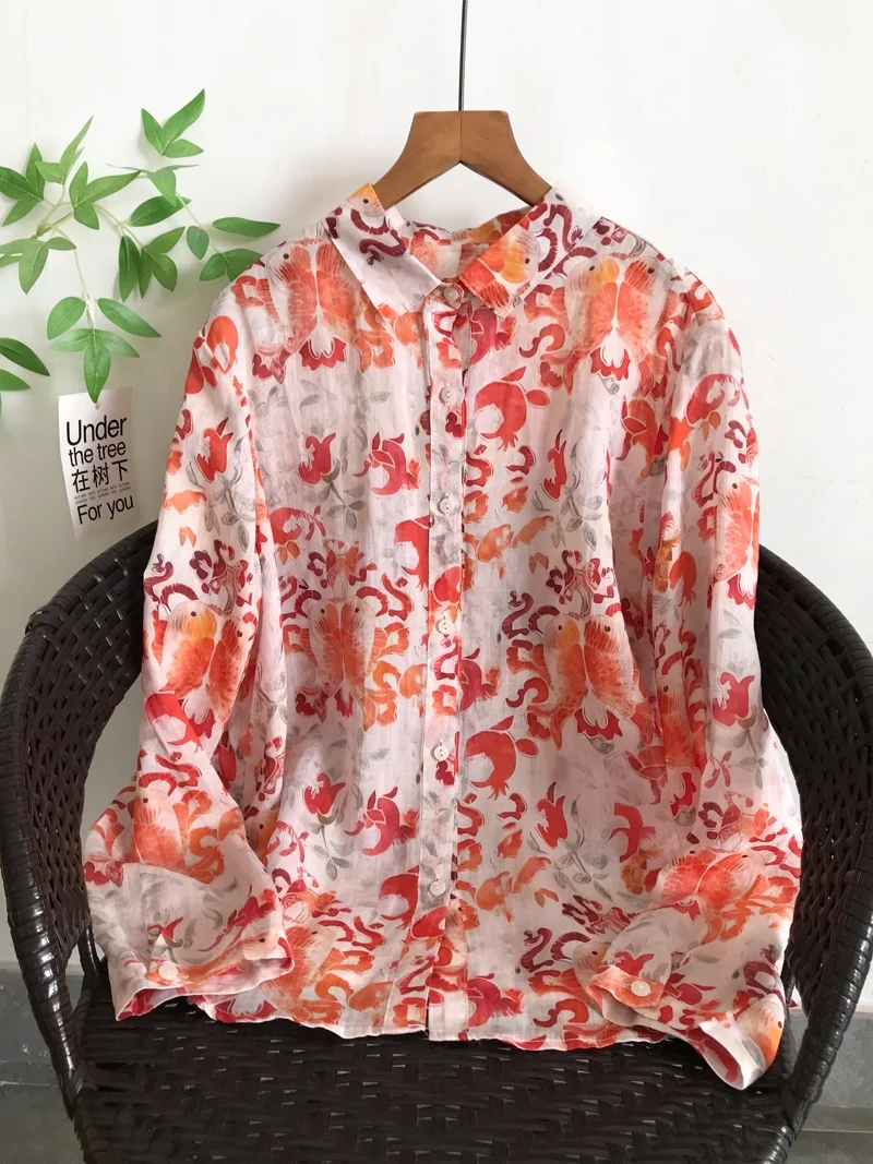 Chemisier pour femme Enianechu en lin de ramie – Image 7