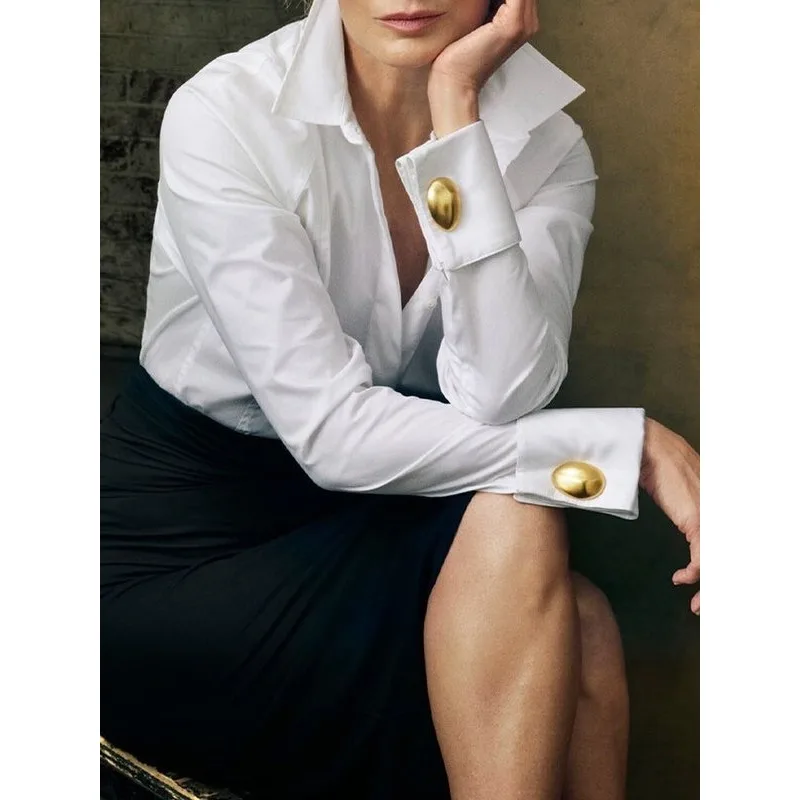 Chemisier pour femme en coton noir et blanc – Image 3