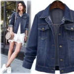 Veste en jean pour femme, coupe droite