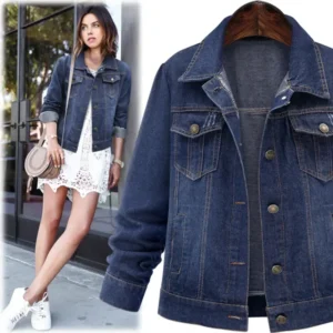 Veste en jean pour femme, coupe droite