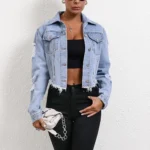 Veste en jean pour femme, style streetwear