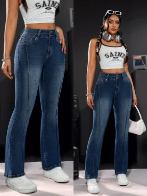 Jean droit extensible pour femme