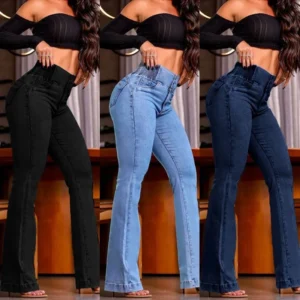 Jean femme coupe évasée (flare) taille haute