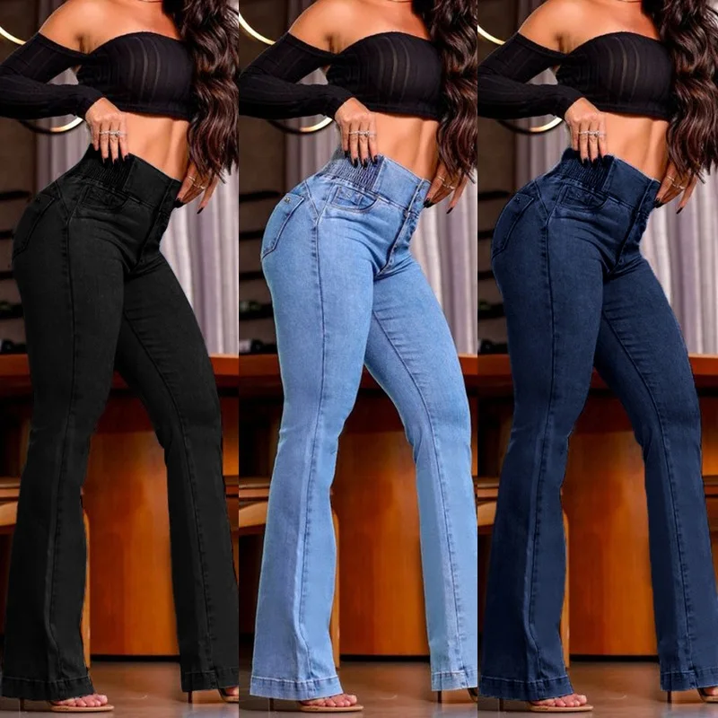 Jean femme coupe évasée (flare) taille haute