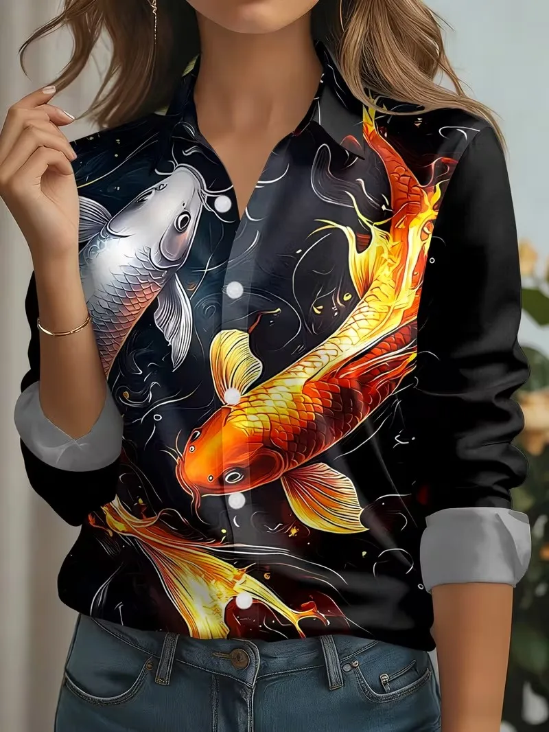 Blouse pour femme automne – Imprimé floral 3D – Image 5