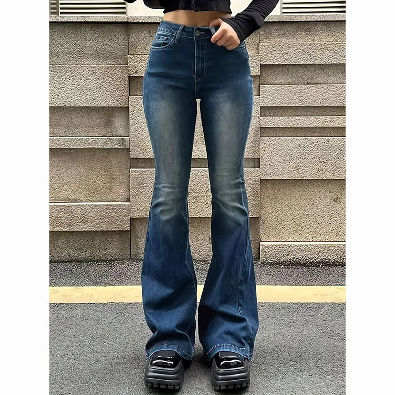 Jean évasé taille haute extensible pour femme – Image 2