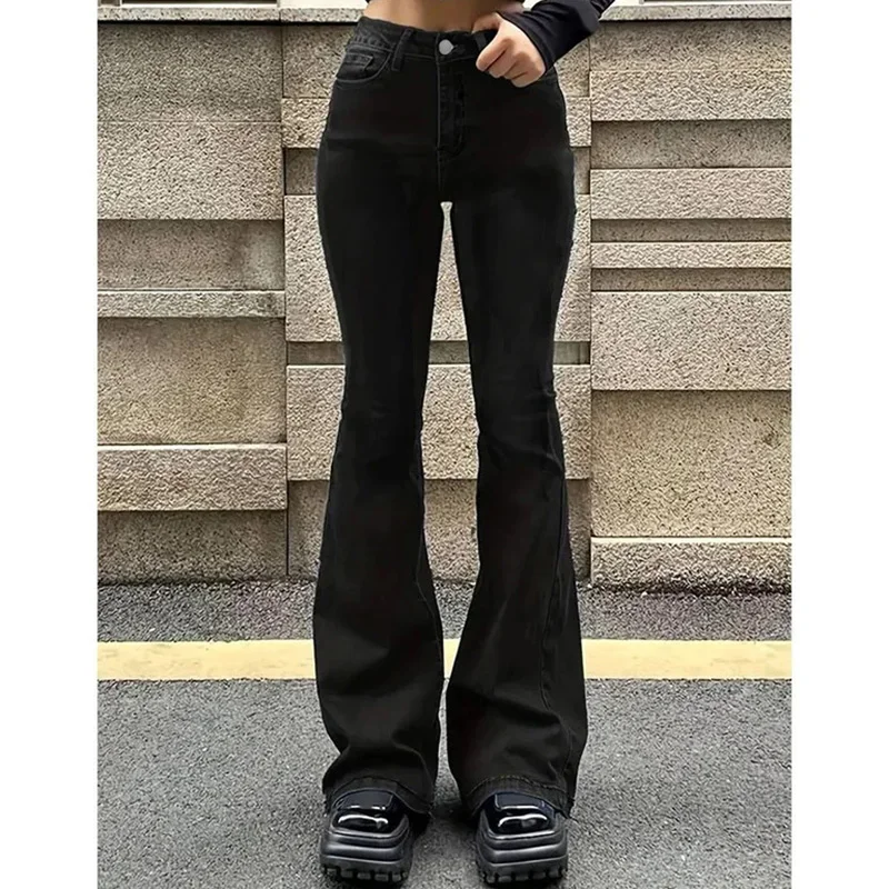 Jean évasé taille haute extensible pour femme – Image 3
