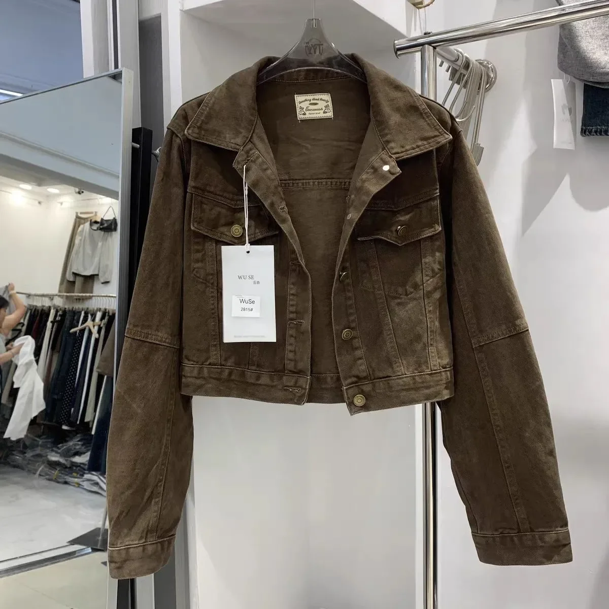 Veste courte en jean bleu pour femme – Image 2