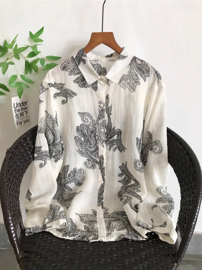 Chemisier pour femme Enianechu en lin de ramie – Image 8