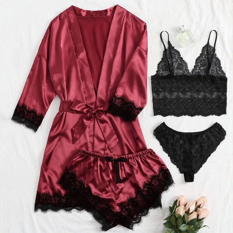 Ensemble de pyjama sexy 4 pièces pour femme – Image 3