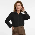 Chemisier pour femme en coton noir et blanc