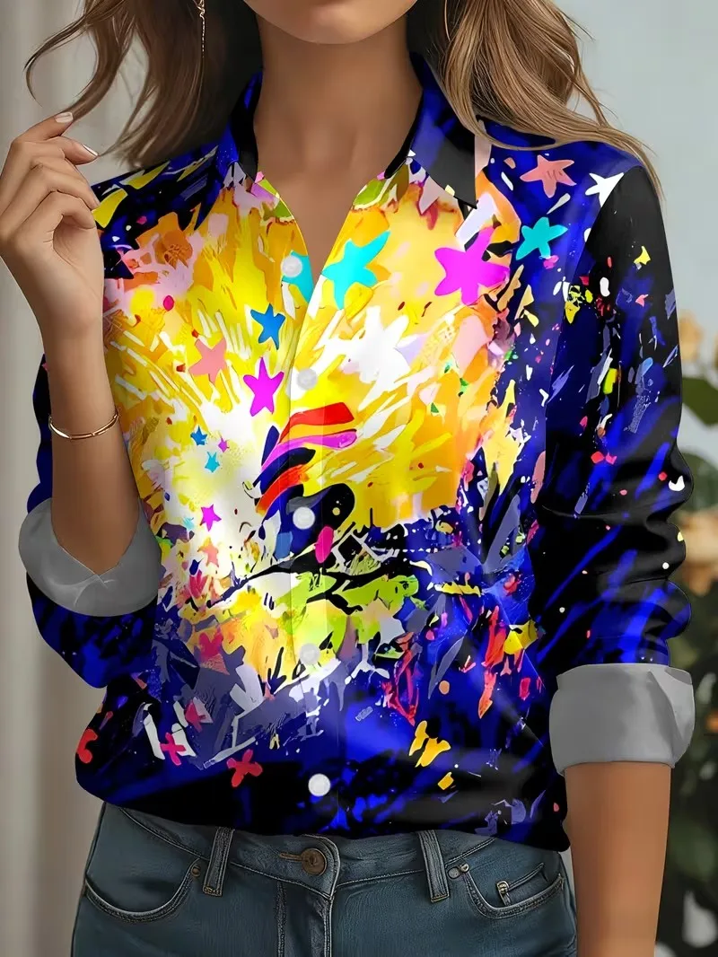 Blouse pour femme automne – Imprimé floral 3D – Image 3