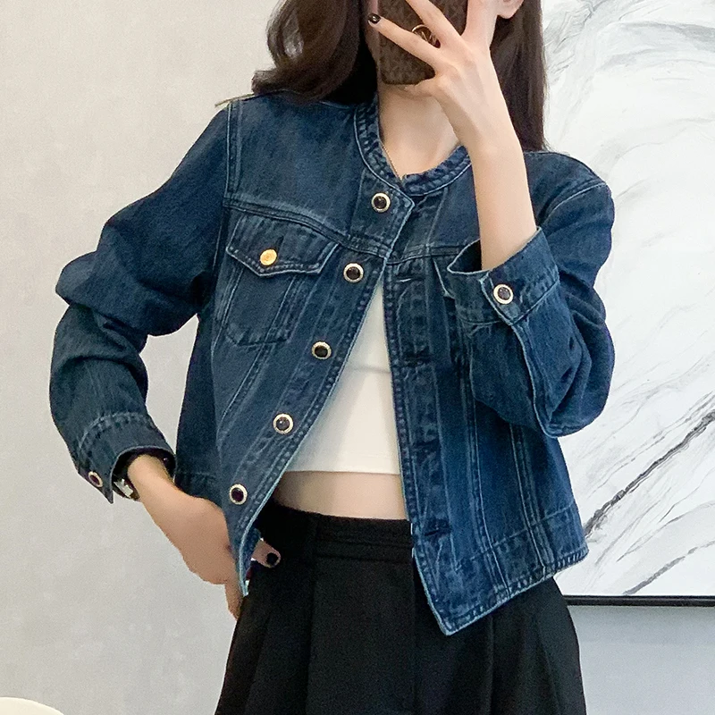 Veste en jean courte pour femme style vintage – Image 2