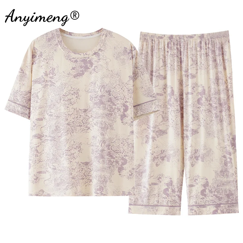 Pyjama grande taille pour femme avec pantacourt – Image 31