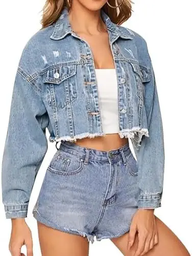 Veste en jean courte pour femme – Image 3