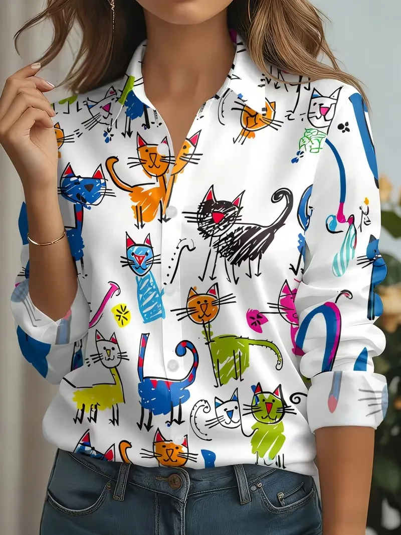 Blouse pour femme automne – Imprimé floral 3D – Image 10