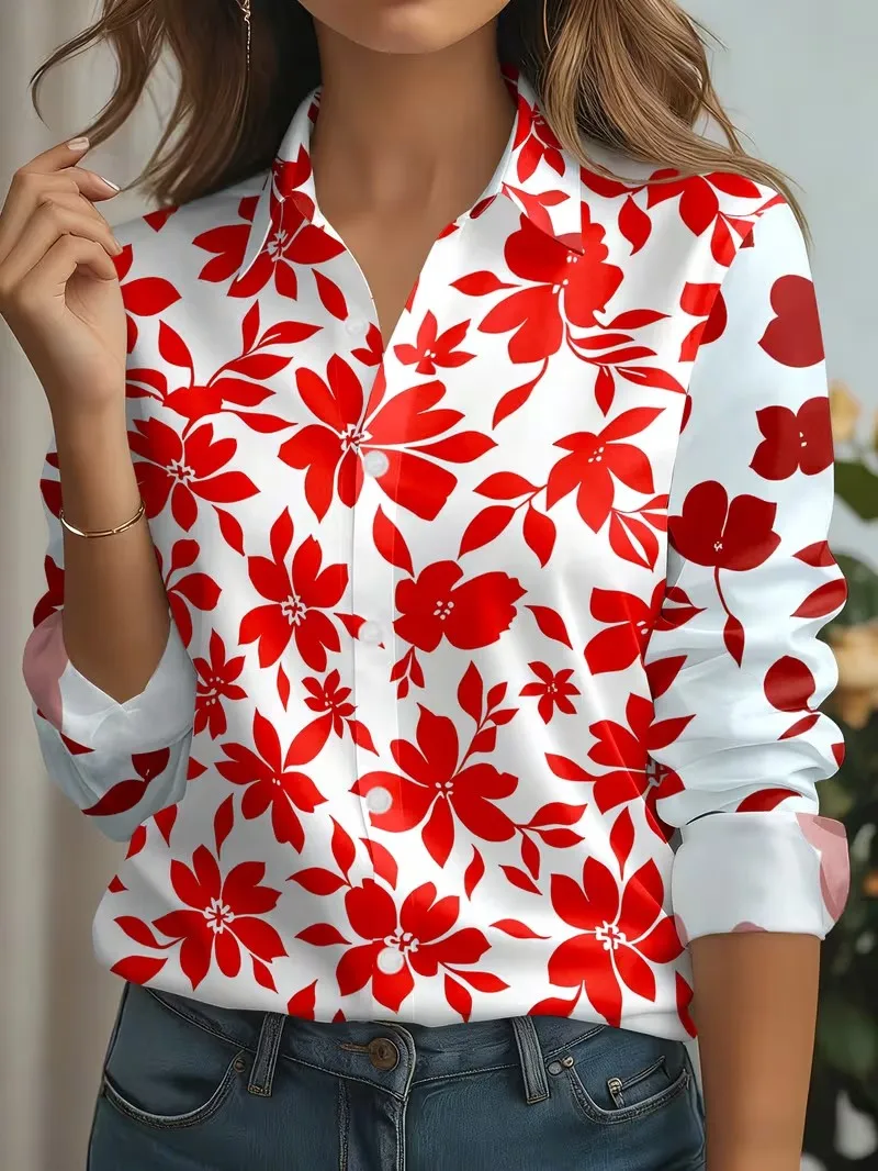 Blouse pour femme automne – Imprimé floral 3D – Image 4