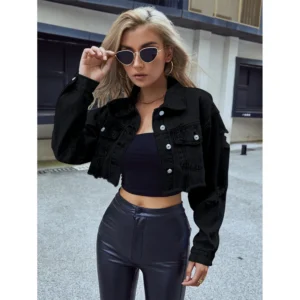 Manteau en jean pour femme, coupe ample