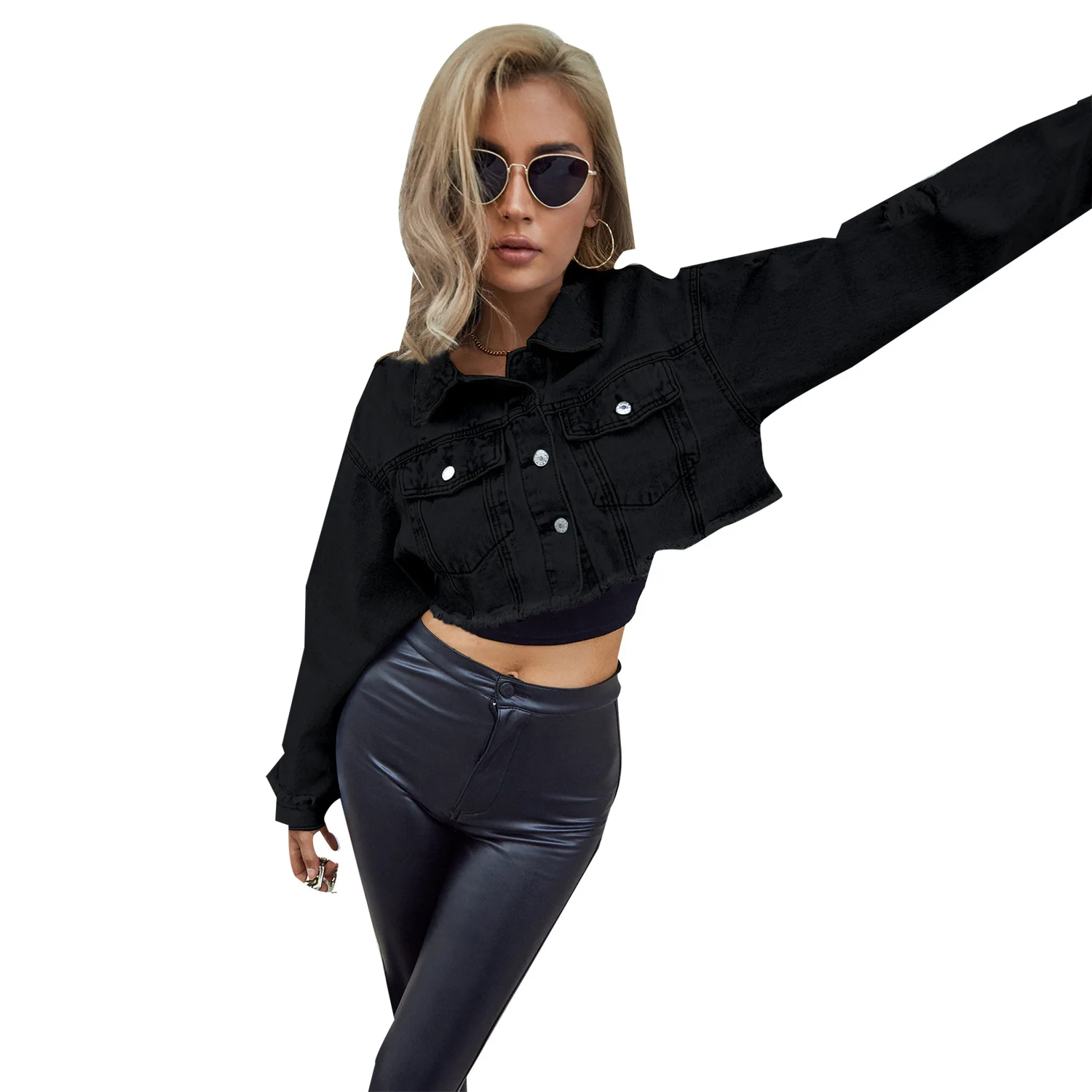 Manteau en jean pour femme, coupe ample – Image 3