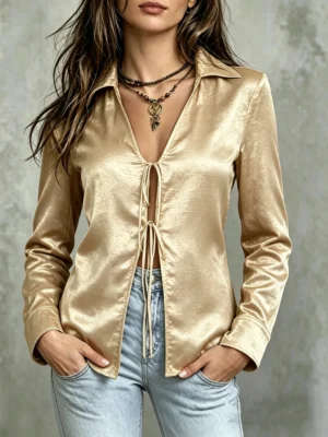 Haut vintage pour femme à manches longues