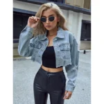 Manteaux en jean femme, vestes courtes unies