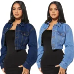 Veste courte en jean pour femme