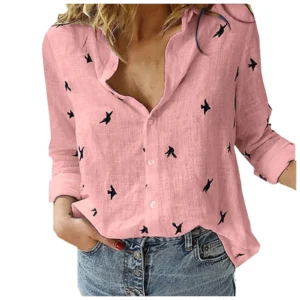 Chemise pour femme style coréen, bleu et rose