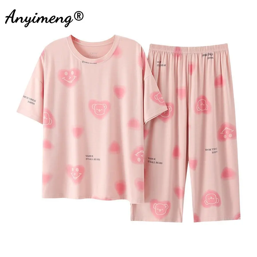 Pyjama grande taille pour femme avec pantacourt – Image 6