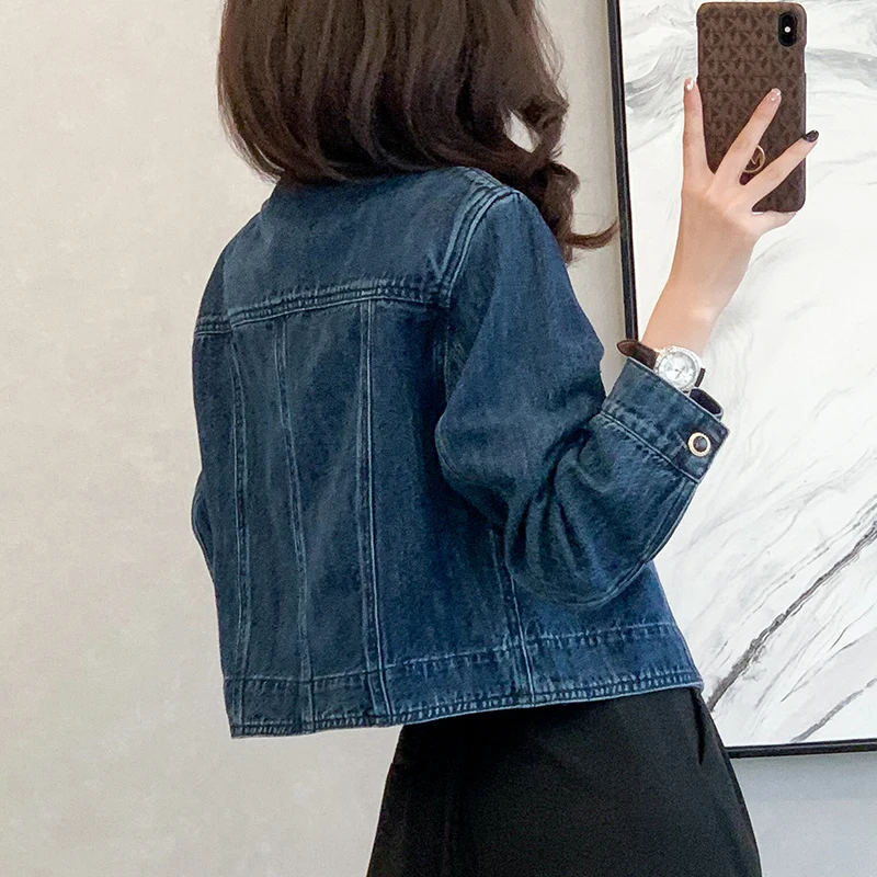 Veste en jean courte pour femme style vintage – Image 3