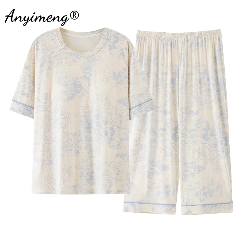 Pyjama grande taille pour femme avec pantacourt – Image 22