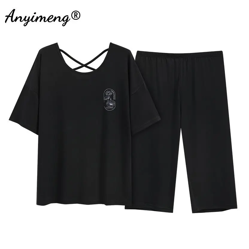 Pyjama grande taille pour femme avec pantacourt – Image 27