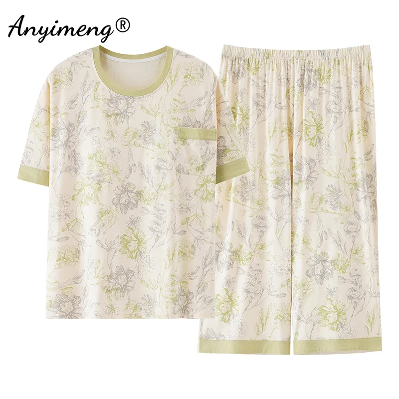 Pyjama grande taille pour femme avec pantacourt – Image 21