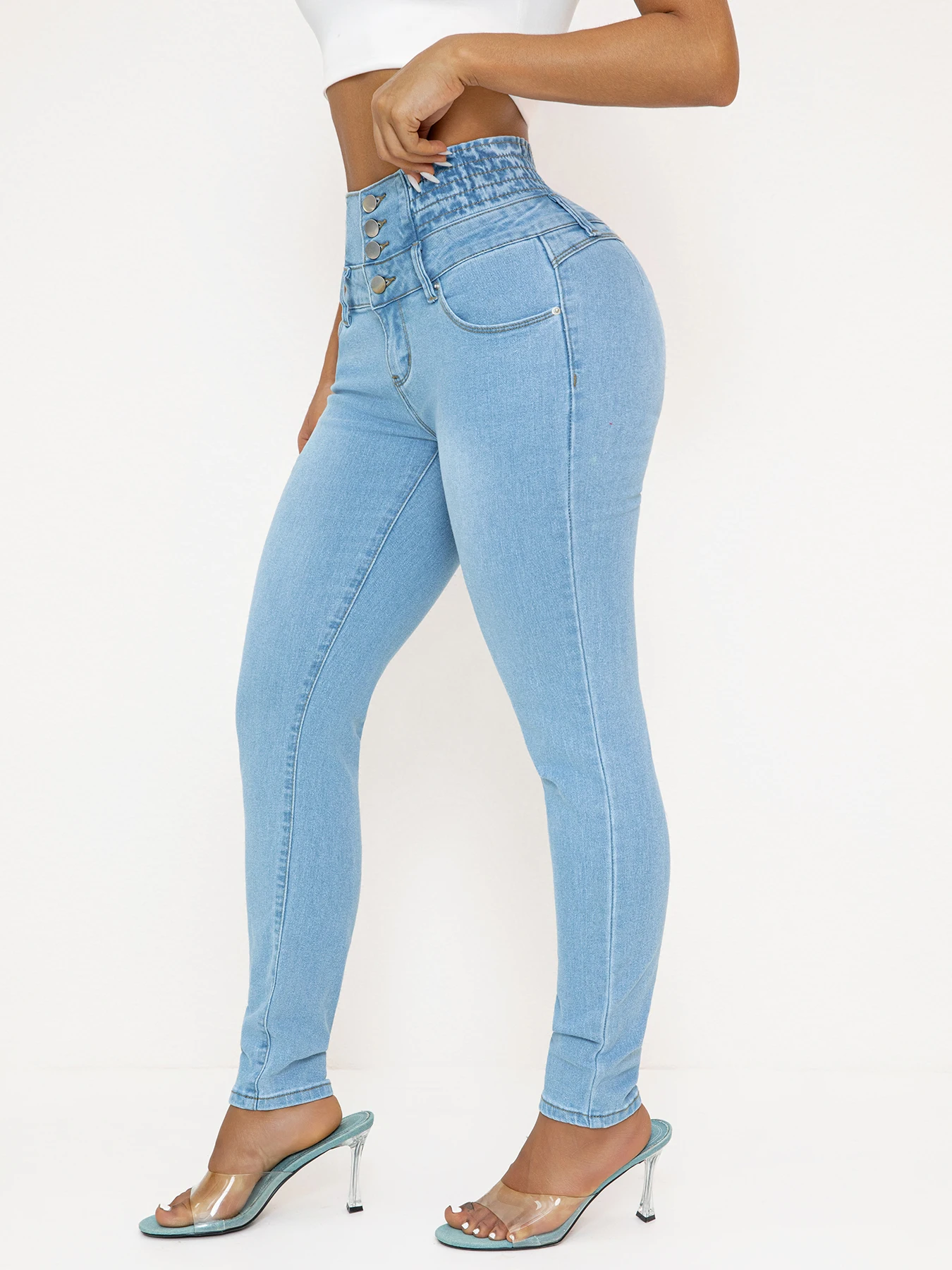 Jean en denim stretch taille haute – Image 4