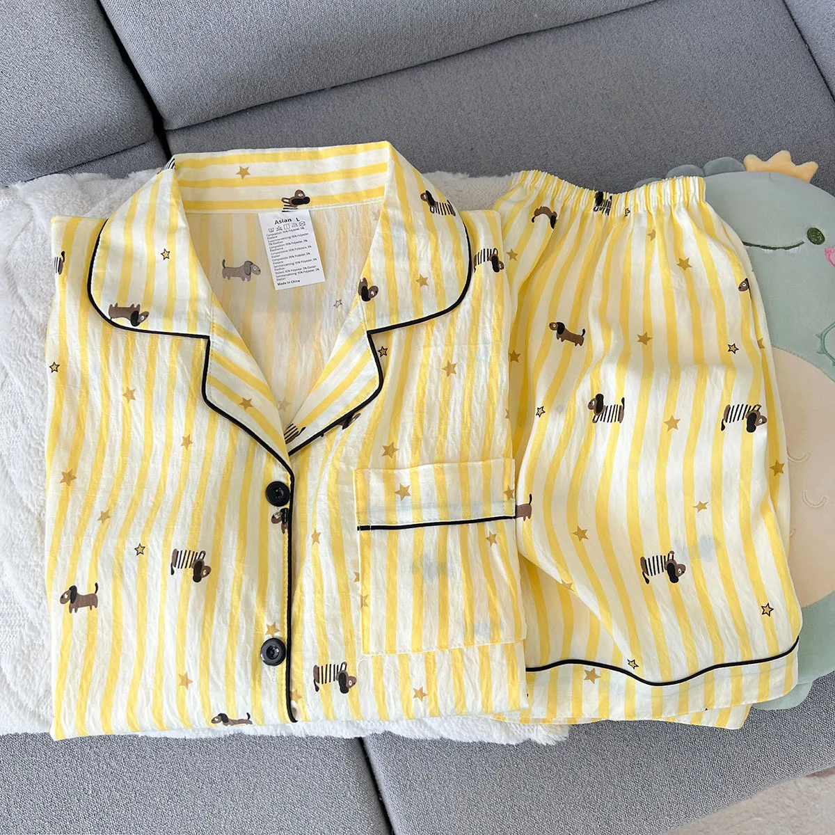 Pyjama d'été pour femme : ensemble short et haut à manches – Image 2