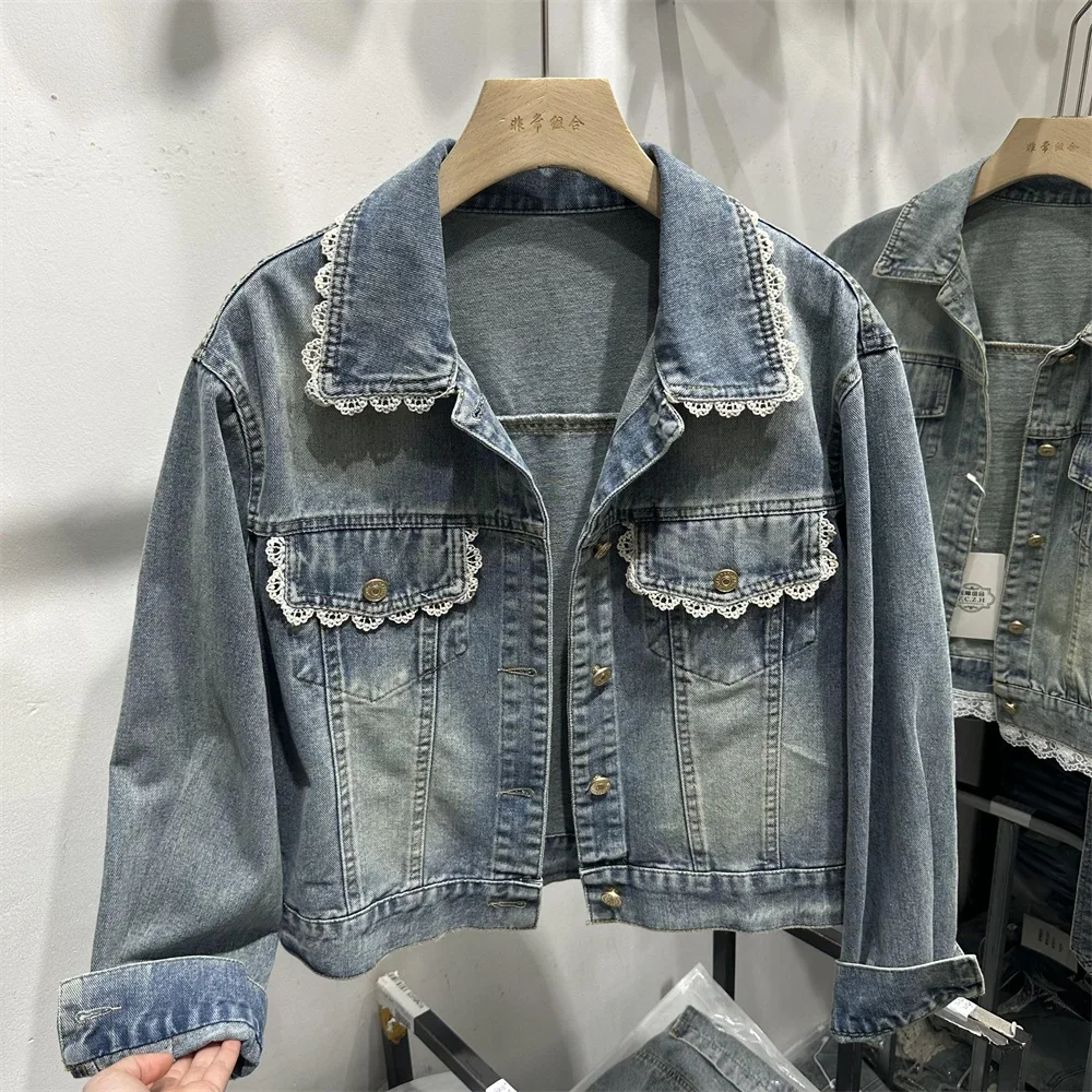Veste courte en jean bleu pour femme – Image 7