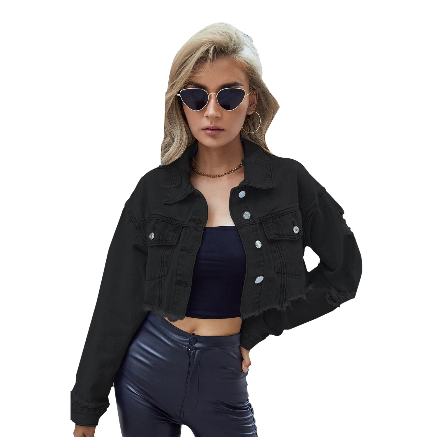 Manteau en jean pour femme, coupe ample – Image 2