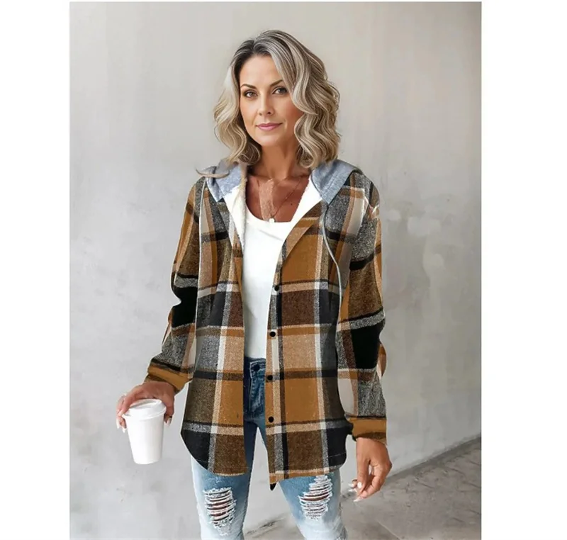 Chemise à carreaux décontractée pour femme – Image 2