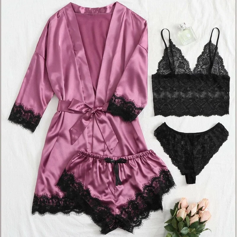 Ensemble de pyjama sexy 4 pièces pour femme